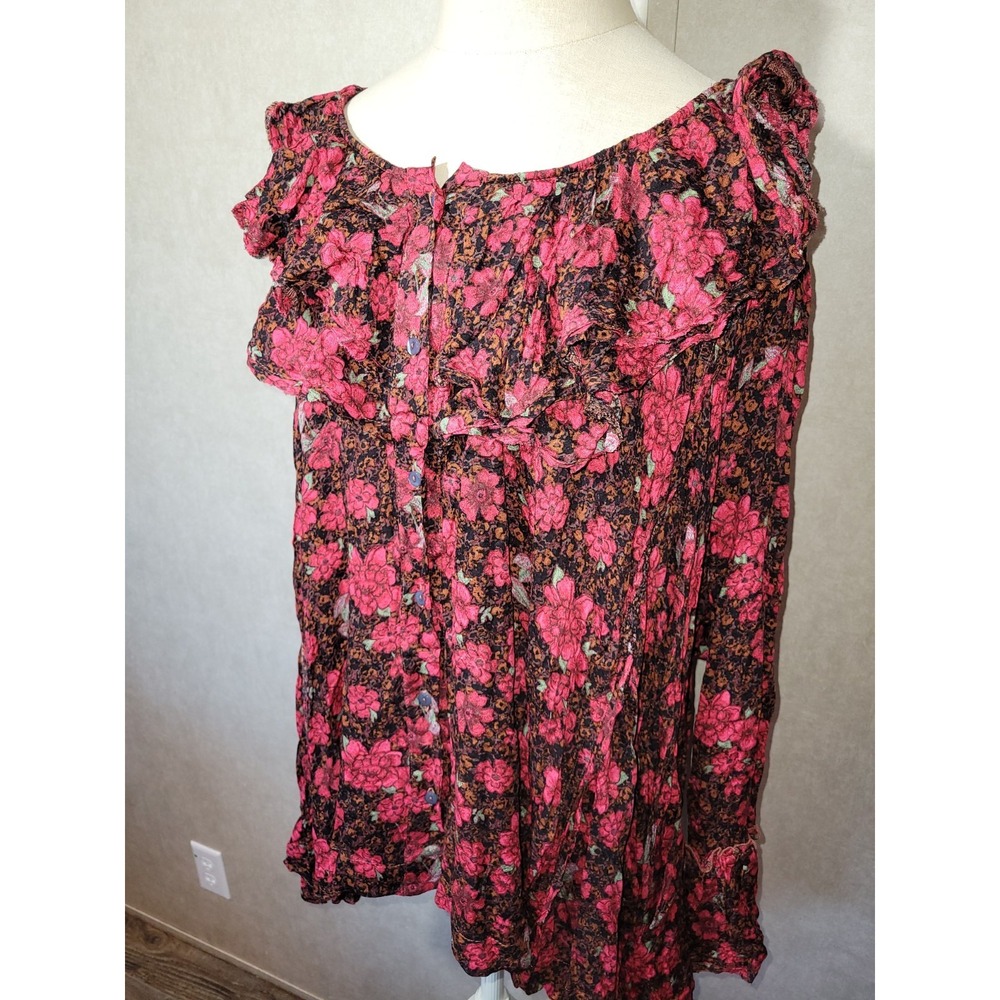 NWT Free People Loretta Floral Print Tunic Size Small Brown Motif Rare Coloring - Picture 3 of 16